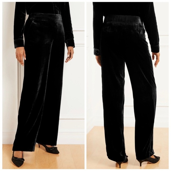 Talbots Pants - Talbots Straight Leg Effortless Velvet Pants Velour Trousers Black Sz 6